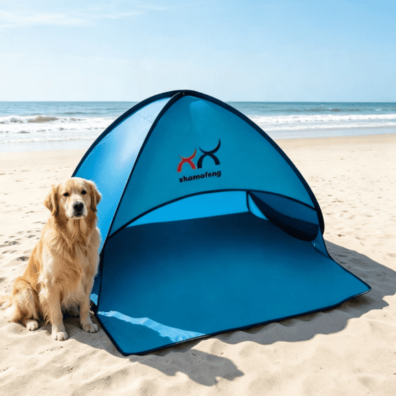 Pop Up Beach Tent Sun Shade Shelter, Portable Instant Setup Beach Canopy with Carry Bag, Lightweight Foldable Sun Shelter for Beach, Camping, Picnic and Outdoor Activities, Blue/Purple