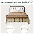 thumbnail image 6 of Amolife Queen Size Metal Platform Bed Frame with Vintage Headboard & 12.6" Under-Bed Storage, Black, 6 of 7