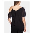 thumbnail image 2 of 1. STATE Womens Black Short Sleeve V Neck Top Juniors Size: L, 2 of 2