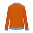 thumbnail image 3 of Xuyuer Sweatshirt for Women Waffle Knit Color Block Lapel Crewneck Long Sleeve Casual High Low Pullover Sweatshirts Tops, 3 of 5