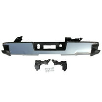 Fit for GMC Sierra Chevrolet Silverado 2014-2018 Stainless Steel Rear Step Bumper w/ Light Face Bar, GM1103175, Black & Silver Chrome, 14-18 Silverado Sierra Rear Step Bumper Cover