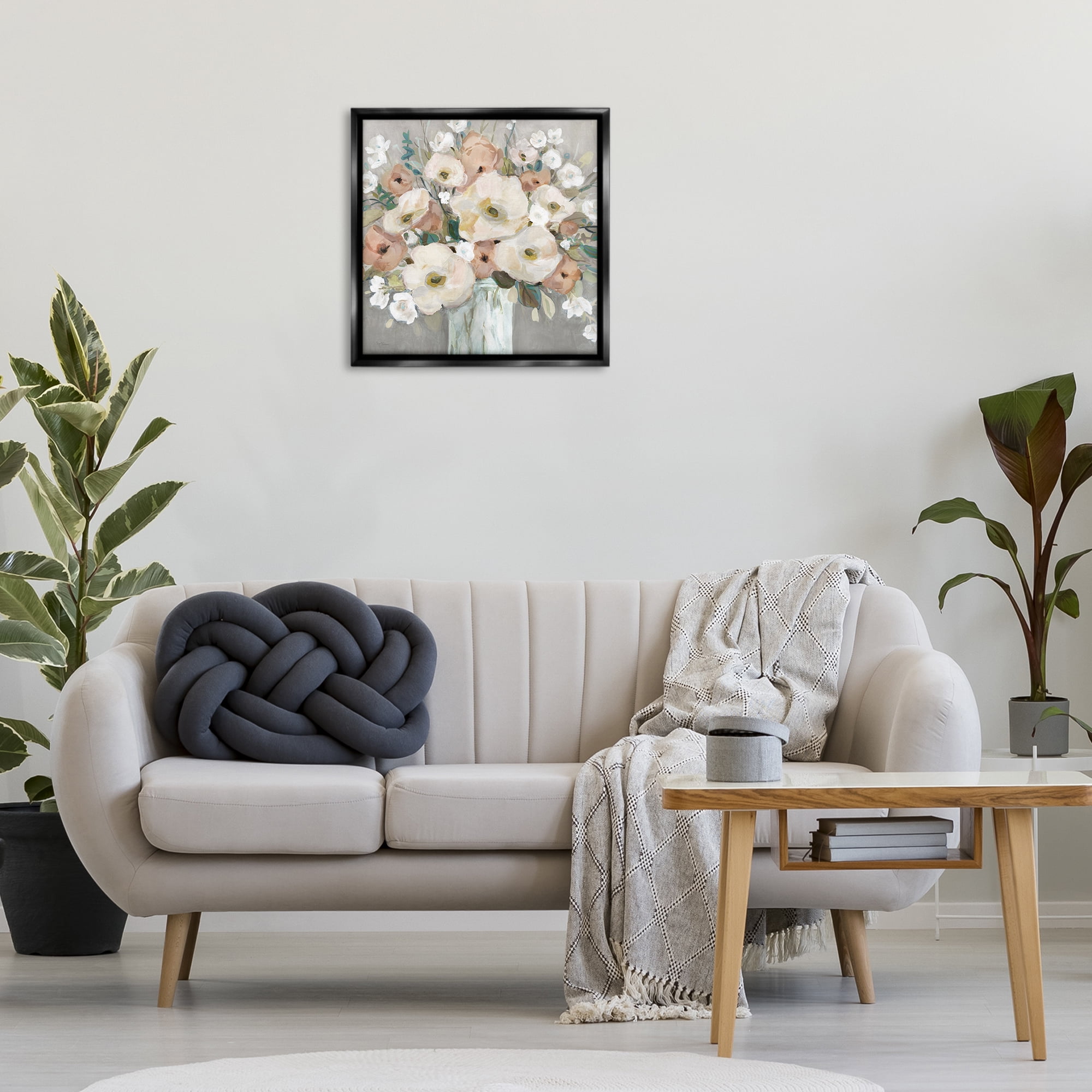 Stupell Industries Bouquet of Pastels Botanical & Floral Painting Black Floater Framed Art Print Wall Art, 25 x 25