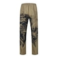 thumbnail image 4 of XIAONU Men's Olive Green Skull Print Jogger Pants Elastic Waist Drawstring Casual Trousers Gothic Graphic Daily Pant, 4 of 8