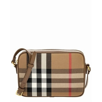Burberry Banwell Medium Leather & Check Canvas Satchel, Grey