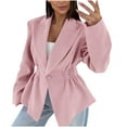 thumbnail image 2 of Long Jacket for Women, Pleated Waist Buttoned Loose Suit Jacket, 2 of 9