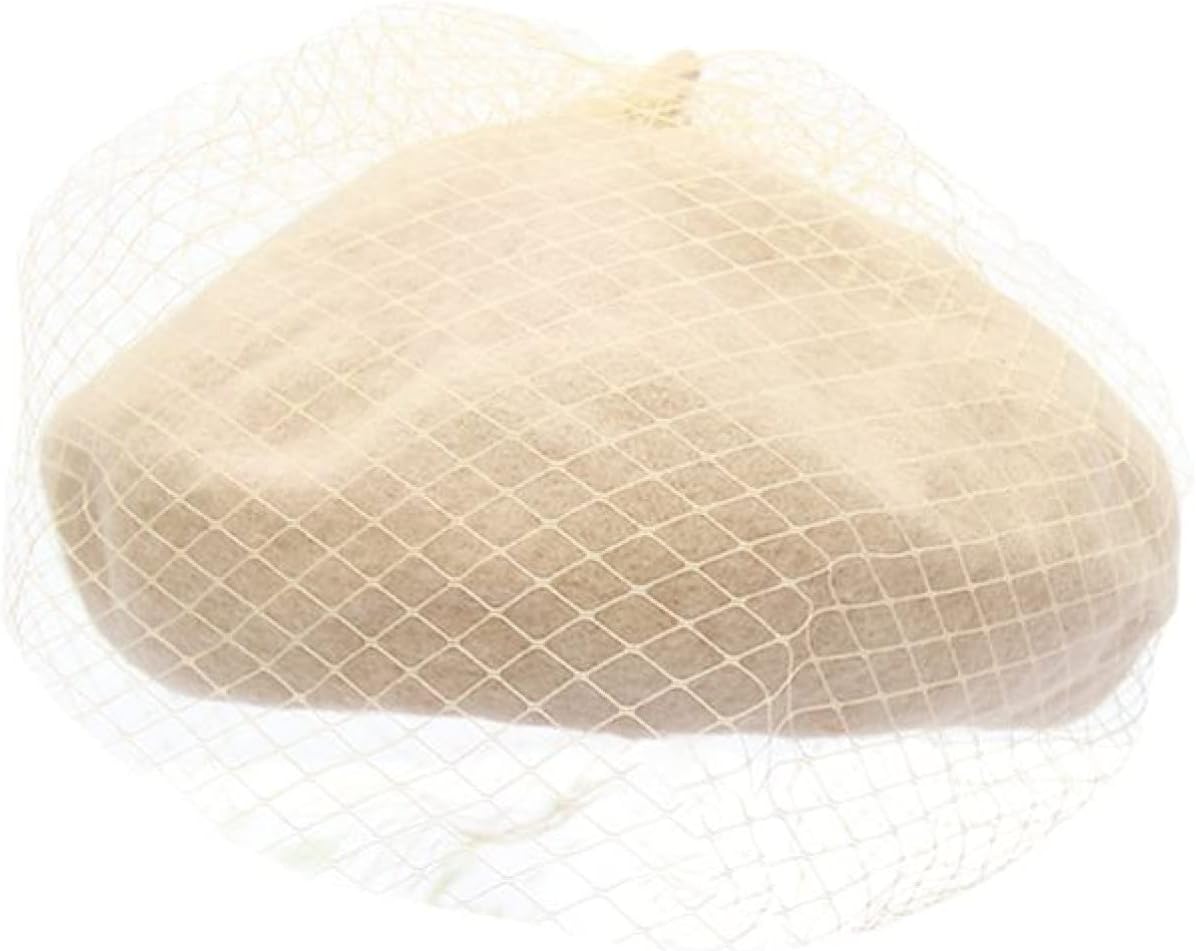 CoCoMangos Beret Hat for Women Mystery Net Veil Style Womens Autumn Winter Warm Wool Outdoor Elegant Beanies Bonnet Cap