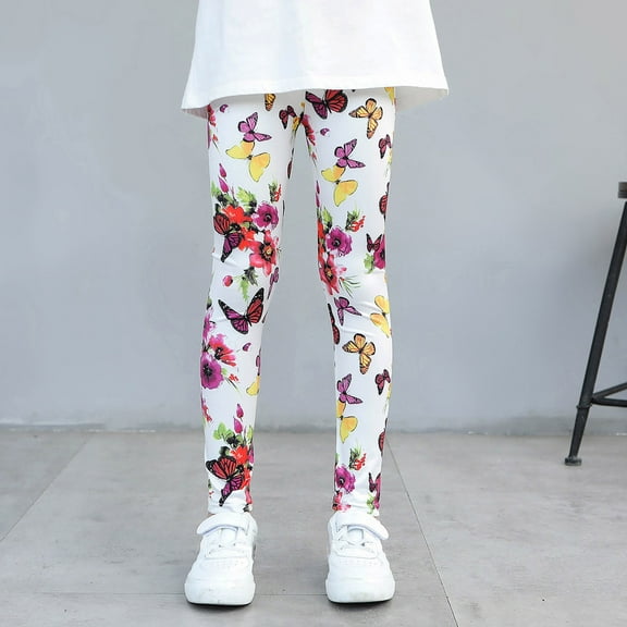 HUITKMM Girls' Pants & Capris Kids Girls Ankle Length Leggings Printing Flower Classic Stretch Pants