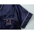 thumbnail image 3 of Topgal Cat Pajamas for Girls – Satin Button Up 2-PC Tween & Teen Pyjamas PJS Kid Size 6 Navy, 3 of 7