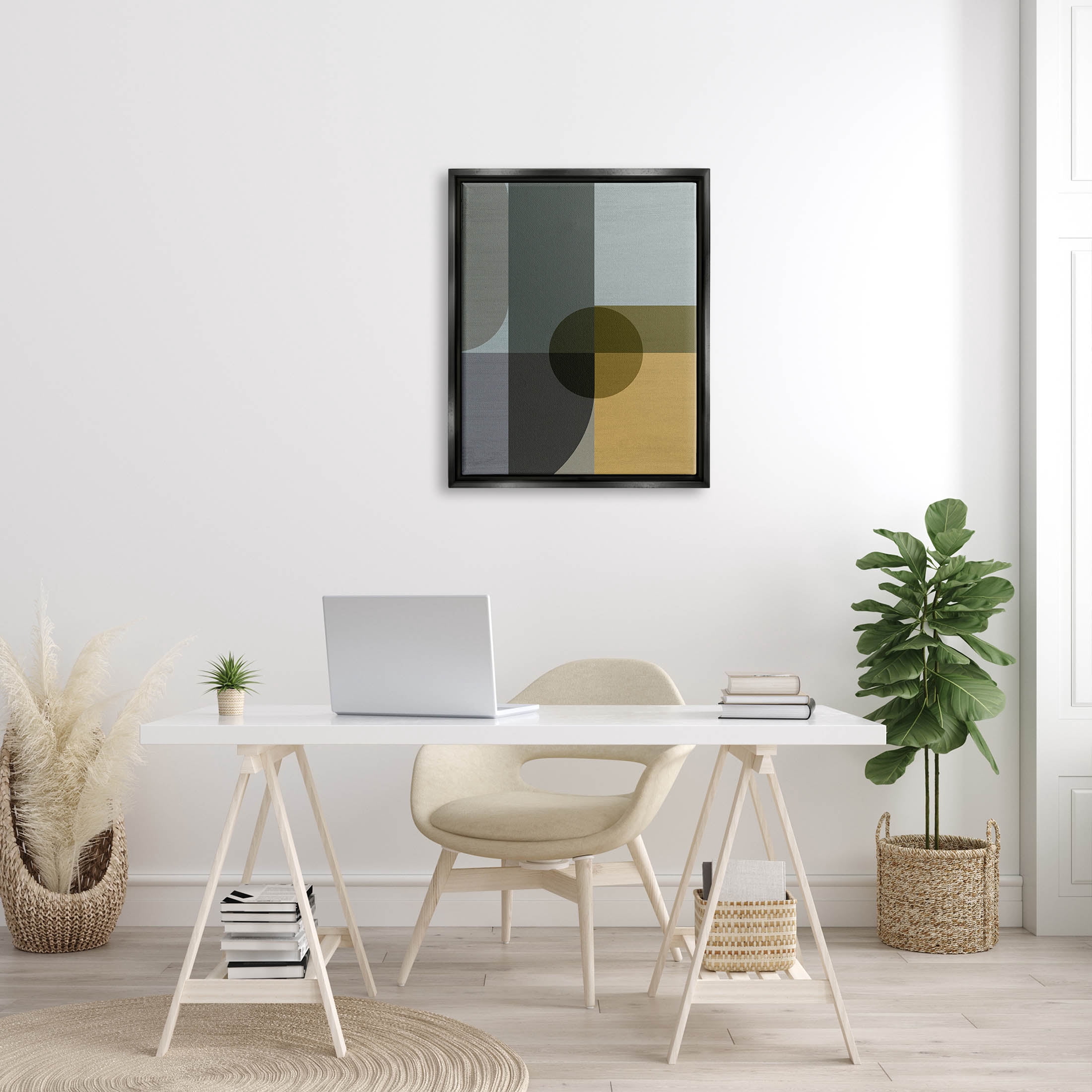 Geometric Arched Contemporary Shapes Abstract Graphic Art Jet Black Framed Art Print Wall Art