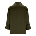 thumbnail image 6 of Tanghaowl Womens T Shirts, Fashion Satin Blouse with Asymmetrical Notched Lapel and Flared Sleeves for Everyday Casual Elegant Tunic Top Army Green XXL, 6 of 7