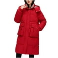 thumbnail image 2 of Black and Friday Clothing Sales Idoravan Women's Quilted Puffer Coat,Women's Mid-length Fall-winter Over Knee Skirt Padded Coat Plus Size Thick Coat Red L, 2 of 8