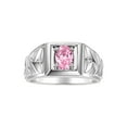 thumbnail image 1 of RYLOS Men's Rings Sterling Silver Rings Designer Weave Band 7X5MM Oval Gemstone &  Diamond Ring Pink Ice October Birthstone Rings For Men Size 8, 1 of 6
