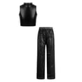 thumbnail image 3 of inlzdz Girls Hip Hop Street Dance Outfit Set Metallic Crop Tops with Sequins Pants Party Club Streetwear Black 16, 3 of 5