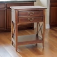 thumbnail image 4 of Wooden Nightstand with 2 Drawers and Criss Cross Sides, Brown- Saltoro Sherpi, 4 of 4