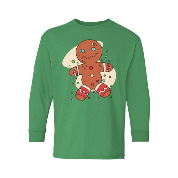 Awkward Styles Xmas Long Sleeve Shirt for Kids Youth Boys Girls Funny Christmas Gingerbread Shirt