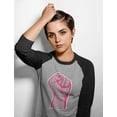 thumbnail image 3 of Feminism Shirt Womens Rights Vote 3/4 Women Sleeve Baseball Jersey Shirt Large black/gray, 3 of 4