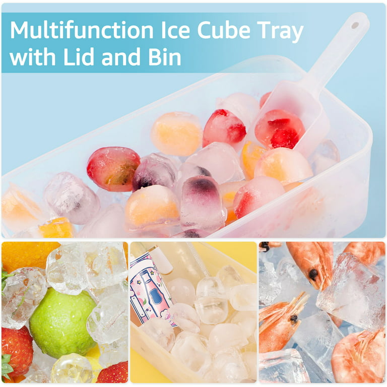 ICEXXP Ice Cube Trays for the Freezer with Lids, Silicone freezer molds  with Ice Box, 4 Pack Ice Trays with Ice Container, Stackable Ice Tray with Storage  Ice Bucket Bin, Ice Tong