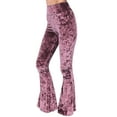 thumbnail image 4 of Daisy Del Sol High Waist Soft Crushed Velvet Gypsy Comfy Yoga Ethnic Tribal Stretch 70s Bell Bottom Flare Pants, 4 of 5