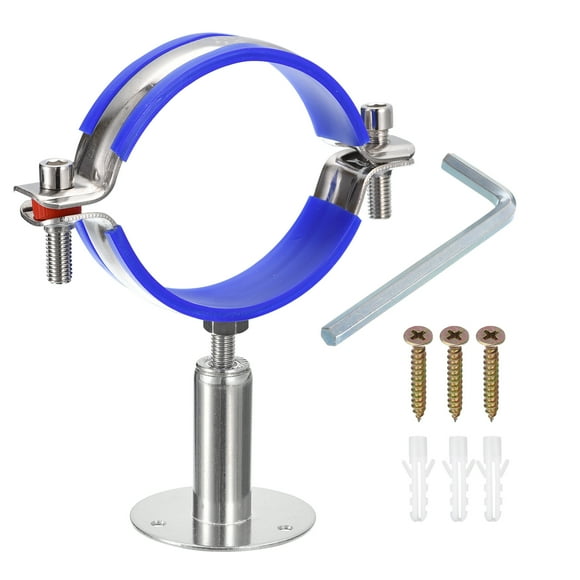 Unique Bargains Pipe Supports Adjustable Pipe Bracket Clamp Pipe Strap Fit for 80-89mm Pipe