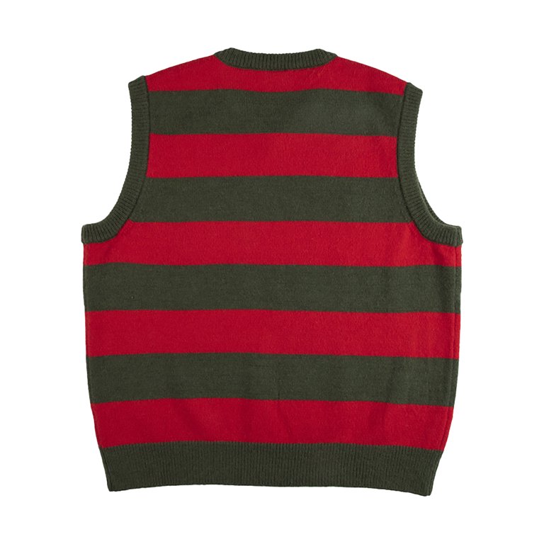 Nightmare on Elm Street Men's Red and Green Striped Mohair Sweater Vest-XL