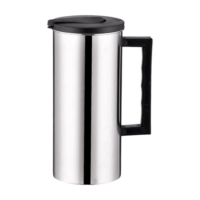 Jarra de acero inoxidable de 1, y tapa, jarra de agua, hervidor de agua fría, jarra de leche para cafetería restaurante Hotel , negro Sunnimix Jarra de jugo