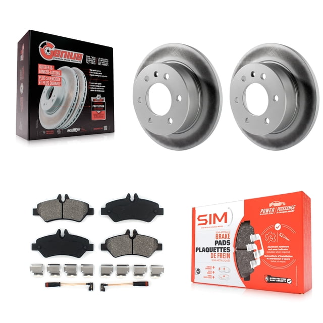 Transit Auto Rear Coated Disc Brake Rotors and Semi-Metallic Pads Kit for Car Sprinter 2500 Mercedes-Benz Dodge 3500 Freightliner KGS-101248