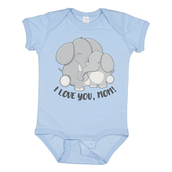 Inktastic I Love You, Mom- Cute Elephants Boys or Girls Baby Bodysuit