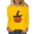 thumbnail image 2 of Fartey Women's Halloween Shirts Slim Fit 3/4 Length Sleeve Tunic Tops Funny Halloween Pumpkin Print Tee Shirts Soft Comfy Crew Neck Festival Pullover Blouses, 2 of 4