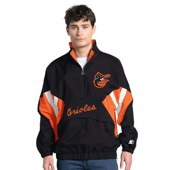 Men's-Starter  Black Baltimore Orioles Cooperstown Chief Half-Zip Pullover