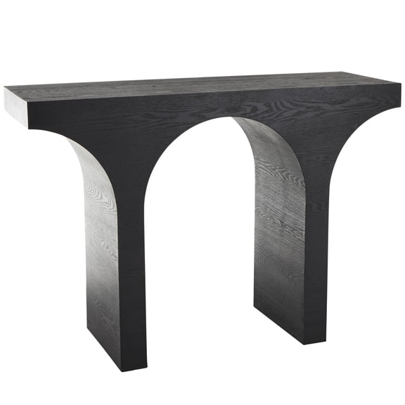 DecMode 45" x 32" Black Wood Cutout Arch Abstract Console Table, 1-Piece