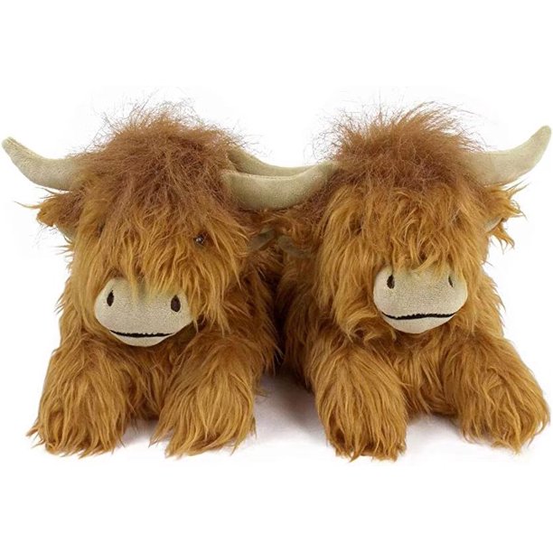 Zapatillas de felpa de yak escocés de vaca de las Tierras Altas, zapatos de algodón con dibujos de animales, zapatos para el hogar