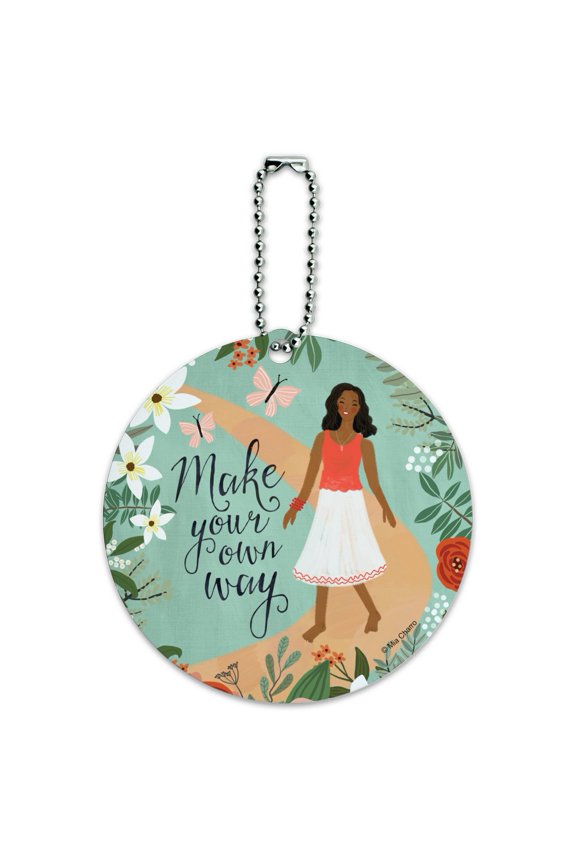 Make Your Own Way Inspirational Round Luggage ID Tag Card Suitcase Carry-On