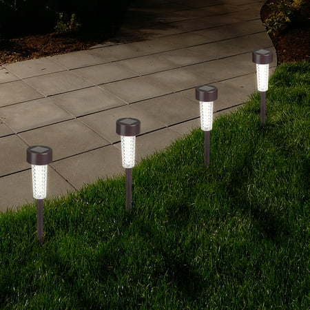 Textured LED Solar Path Lights - Bronze - Set of 6 by Pure