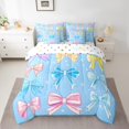 thumbnail image 2 of Manfei Kawaii Bow Tie 7-Piece Bedding Comforter Set,Cute Bowknot Ribbon King Bedding Sets,Colorful Bowtie Bed Sheets For Girls Teens,Breathable Home Decor Reversible, 2 of 8