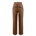 thumbnail image 4 of Dress Pants Women Audhol Women's High Waisted Flattering Straight Leg Pants Wide Leg Pants Casual Suit Long Pants High Waisted Pants for Women Brown L, 4 of 6
