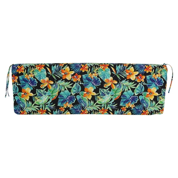 Blazing Needles Outdoor Bench Cushion 63 x 19", Spun Polyester Patterned Beach Crest Caviar