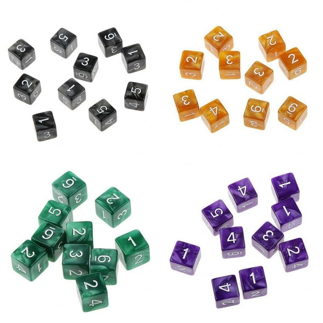 40 Uds dados acrílicos D6 dados de juego de de 6 caras para accesorios Café Negro Púrpura Zulema Dados poliédricos