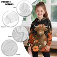 thumbnail image 6 of Xoenoiee Highland Cattle Flower Print Girls Long Hoodies Graphic Hooded Sweatshirt Kids Teens Pullover Dress Long Sleeve Shirt Fall Top Workout Casual Hoodie Outfits Sportswear, 9-10 Years, 6 of 7