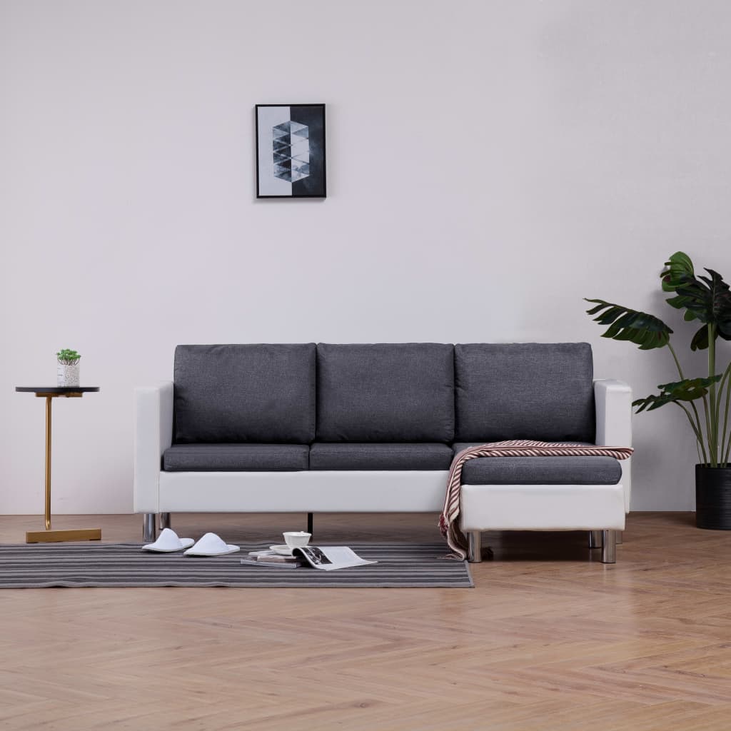Lowestbest 3-Seater Sectional Sofa, Faux Leather L-Shaped Couch with Cushions for Small Space Lowestbest 3-Seater Sectional Sofa, Faux Leather L-Shaped Couch with Cushions for Small Space