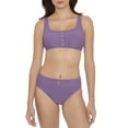 thumbnail image 3 of Time and Tru Women's Grape Crush Button Swimsuit Bikini Top, 3 of 4