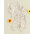 thumbnail image 3 of Bagilaanoe 2PCS  Baby Girl Pants Set Toddler Daisy Print Long Sleeve Sweatshirt Tops +  Sweatpants 6M 12M 18M 24M 3T 4T Kids Casual Sweatsuits, 3 of 9