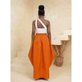 thumbnail image 2 of Orange Oversized Pleated Maxi Skirt With Front Slit, Elegant Resort Style For Daily Wear And Parties, 2 of 7