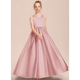 thumbnail image 3 of Drtj Formal Dress for Teen Girls Bow A-line V-Neck Floor-Length Satin Flower Girl Dresses for Wedding Kids Floor Length Princess Pageant Dres, Sized 16, Color Blush, 3 of 6