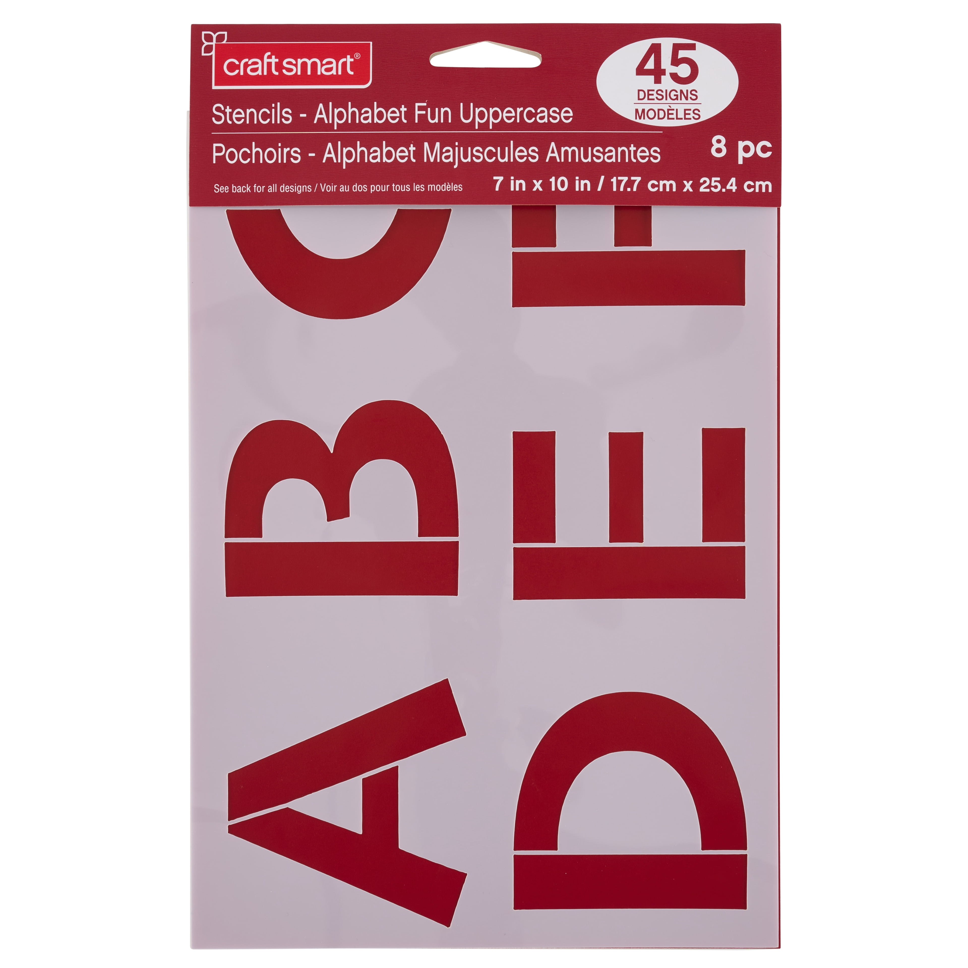 Craft Smart 2.7" Fun Uppercase Alphabet Stencils - Reusable Plastic Stencil Sheets with 45 Bold Letter Designs per Pack, Ideal for DIY Crafts & Decor, 6 Pack
