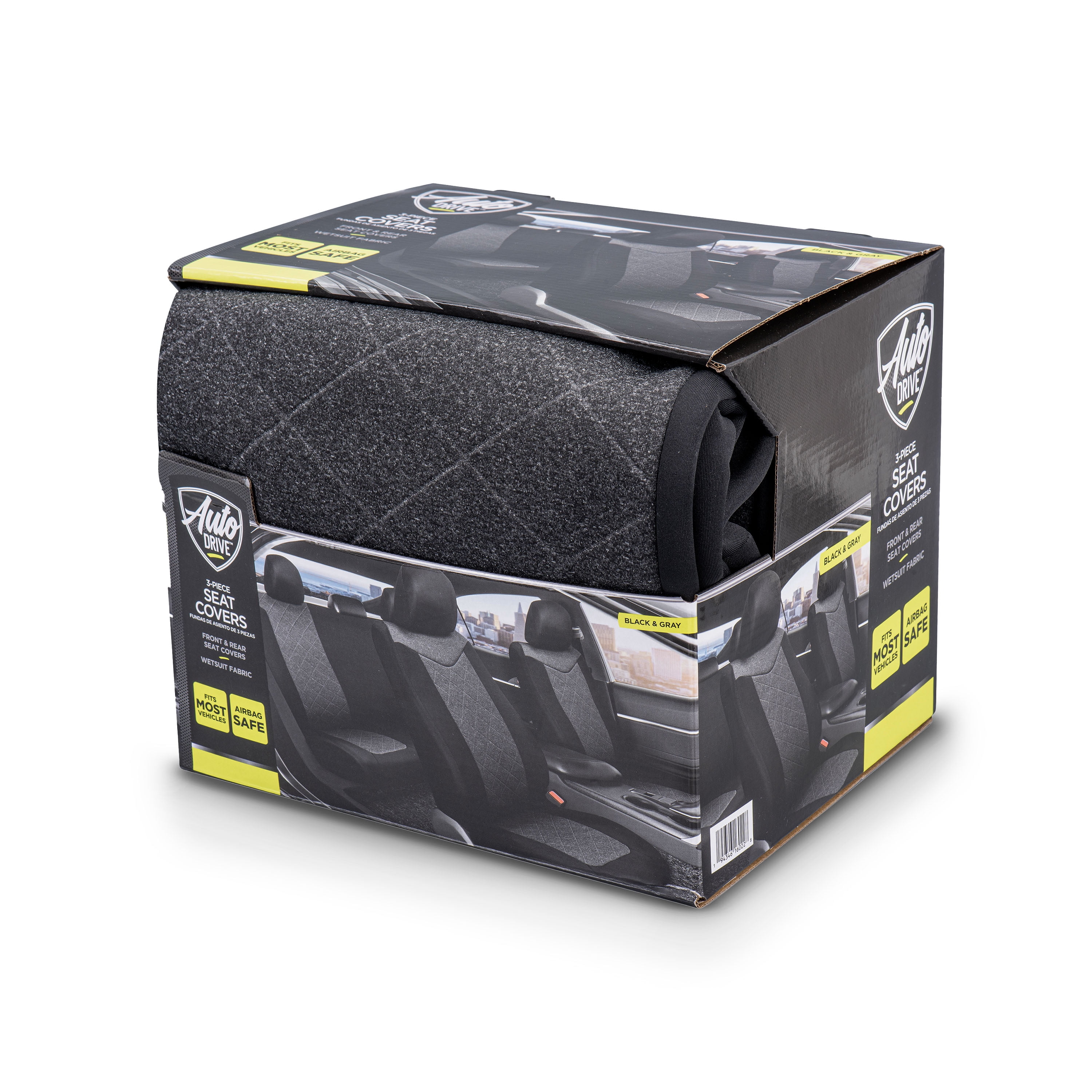 Auto Drive 3 Piece Wetsuit Seat Covers Black and Gray, Universal Fit, SC534004