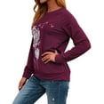 thumbnail image 3 of ZXZY Women Dandelion Graphic Print Round Neck Long Sleeve Pullover, 3 of 5
