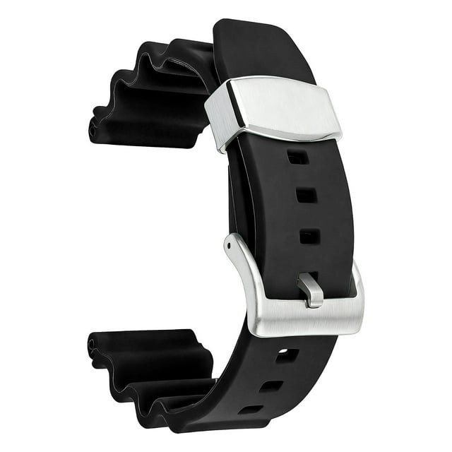 22mm Suitable for Precision SKX007 Turtle Metal Ring Rubber Strap Watch Strap with Raised Silicone Steel Ring Strap