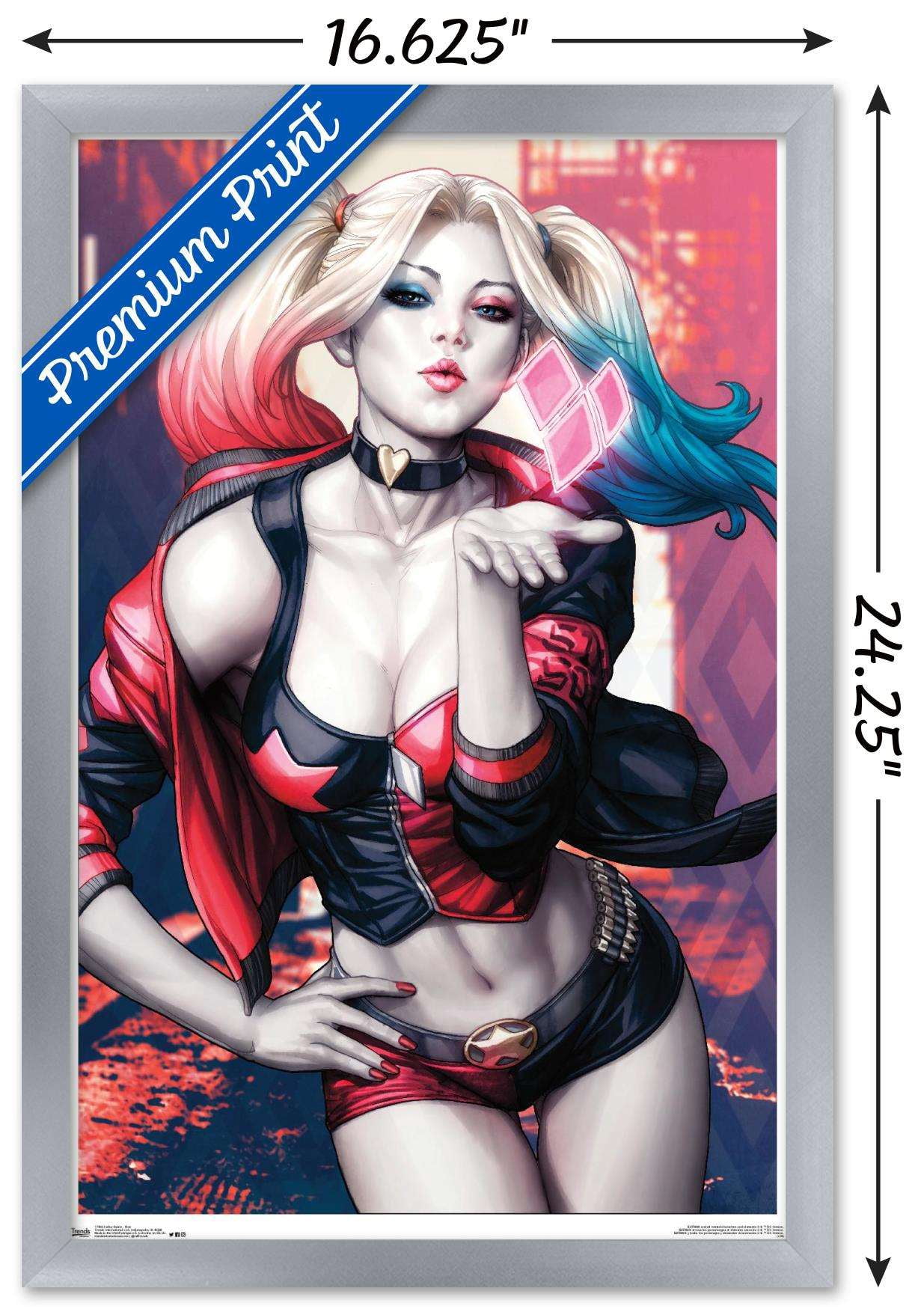 DC Comics - Harley Quinn - Kiss Wall Poster, 14.725" x 22.375", Framed
