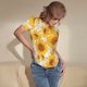 thumbnail image 3 of Fotbe White Marble Pattern Sunflower Body de Mujer con Cuello Redondo y Mangas Cortas, Sin Mangas Ajustado, Suave, Cómodo y Básico-Small, 3 of 7