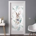 thumbnail image 2 of Easter Bunny Window Privacy Film, Green Eucalyptus Leaves Spring Flowers Country Static Cling UV Sun Blocking Heat Control Window Tint Day and Night, Non-Adhesive One Way Privacy Cover 35.4''x78.7'', 2 of 7